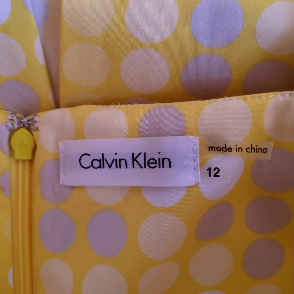CALVIN KLEIN POLKA-DOT 'SUNRAY' SLEEVELESS DRESS 12 USA (NWT) - Picture 5 of 6